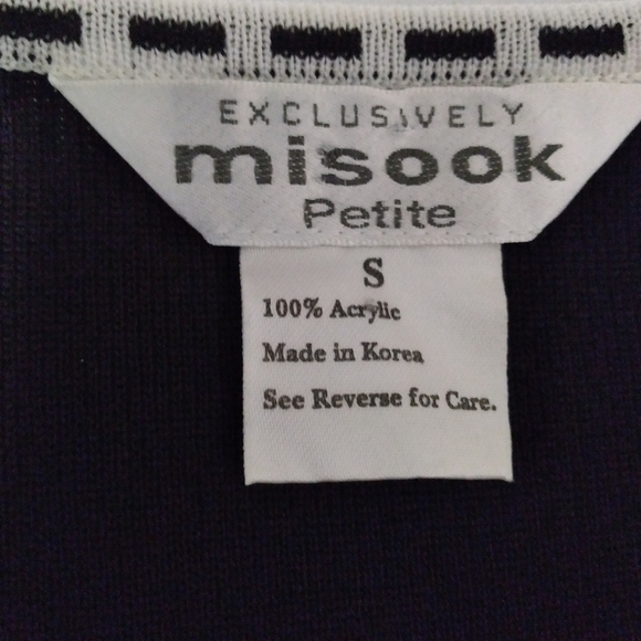 Misook Knit Zip Up Cardigan Jacket Black White Trim Small - Picture 9 of 10